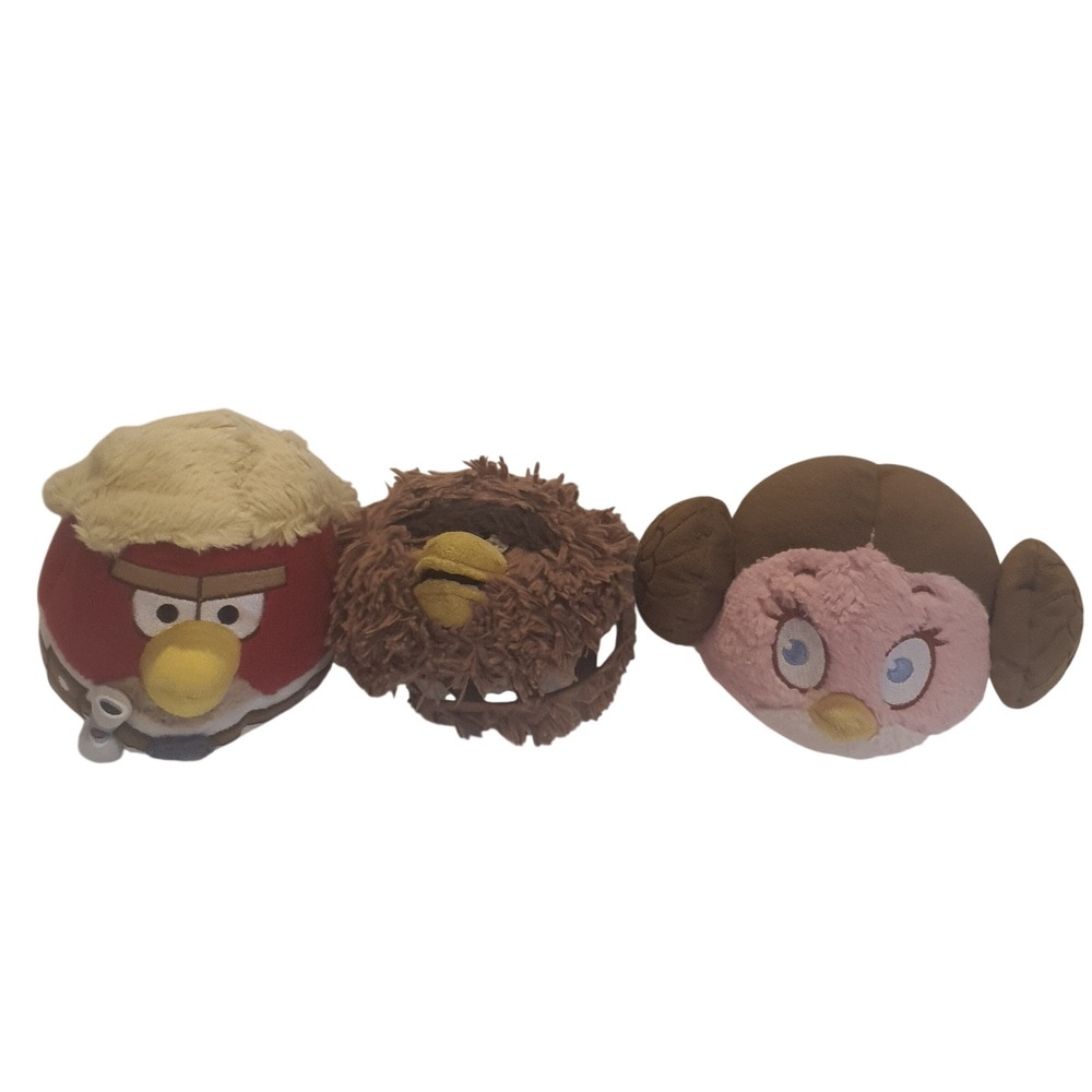 Angry Birds Lot 3 Star Wars Plush Luke Skywalker Princess Leia Chewbacca 2012 5"